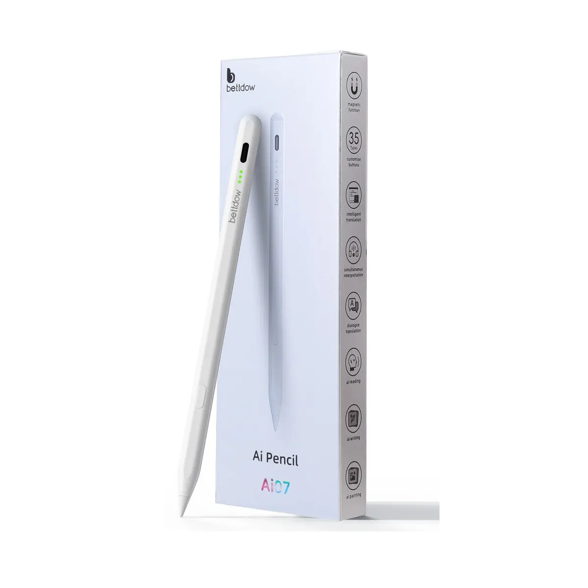 Bettdow Caneta Pencil Para Apple iPad Sensível à Inclinação, Rejeição de Palma da mão e Tradução por IA, for iPad A16/10/9/8/7/6th Gen, Air 11"-13"/M3/M2/5/4/3rd, Pro 11"/12.9"/13"/M4, Mini 7/6/5 - 1