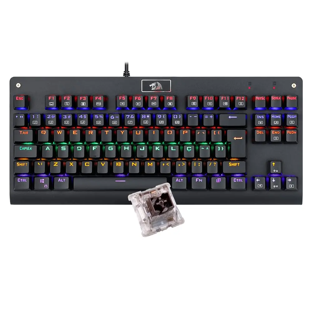 Teclado Mecânico Redragon Dark Avenger Preto Iluminação Rainbow Switch Azul K568R - 1