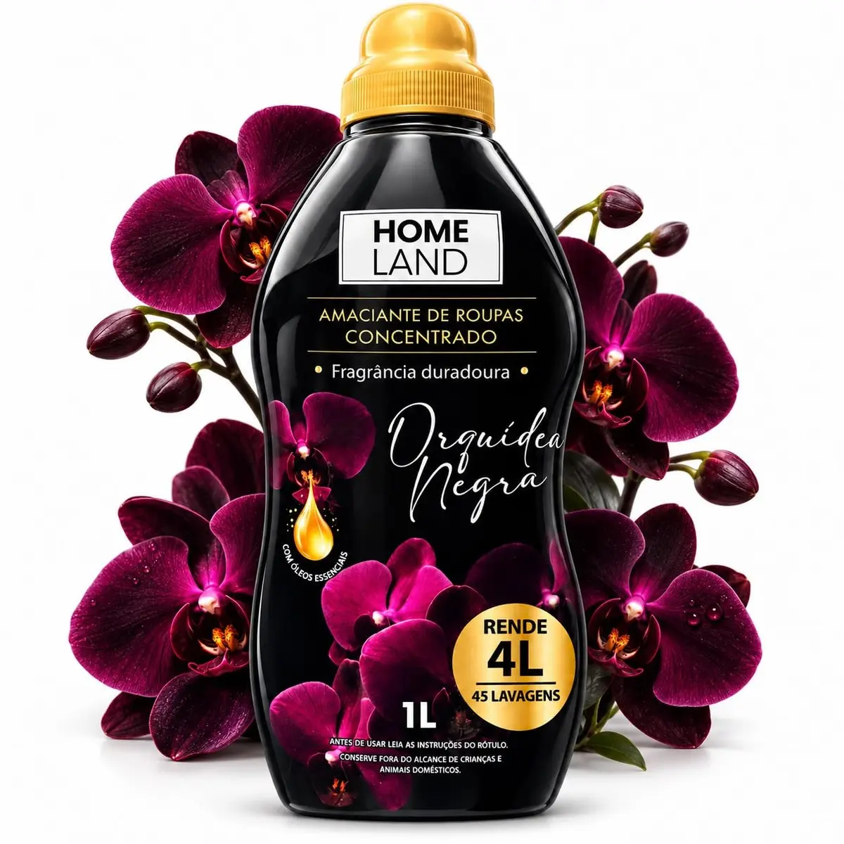 Amaciante de Roupas Concentrado 1L Orquídea Negra 4L Rende muito - 1