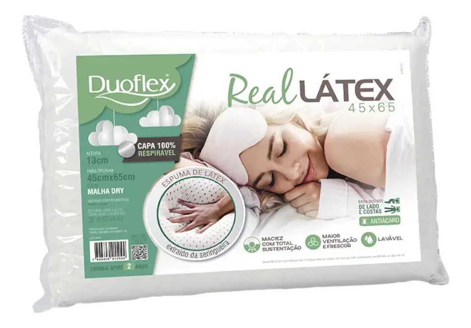 Travesseiro Real Látex 45x65 Baixo 13cm - Duoflex