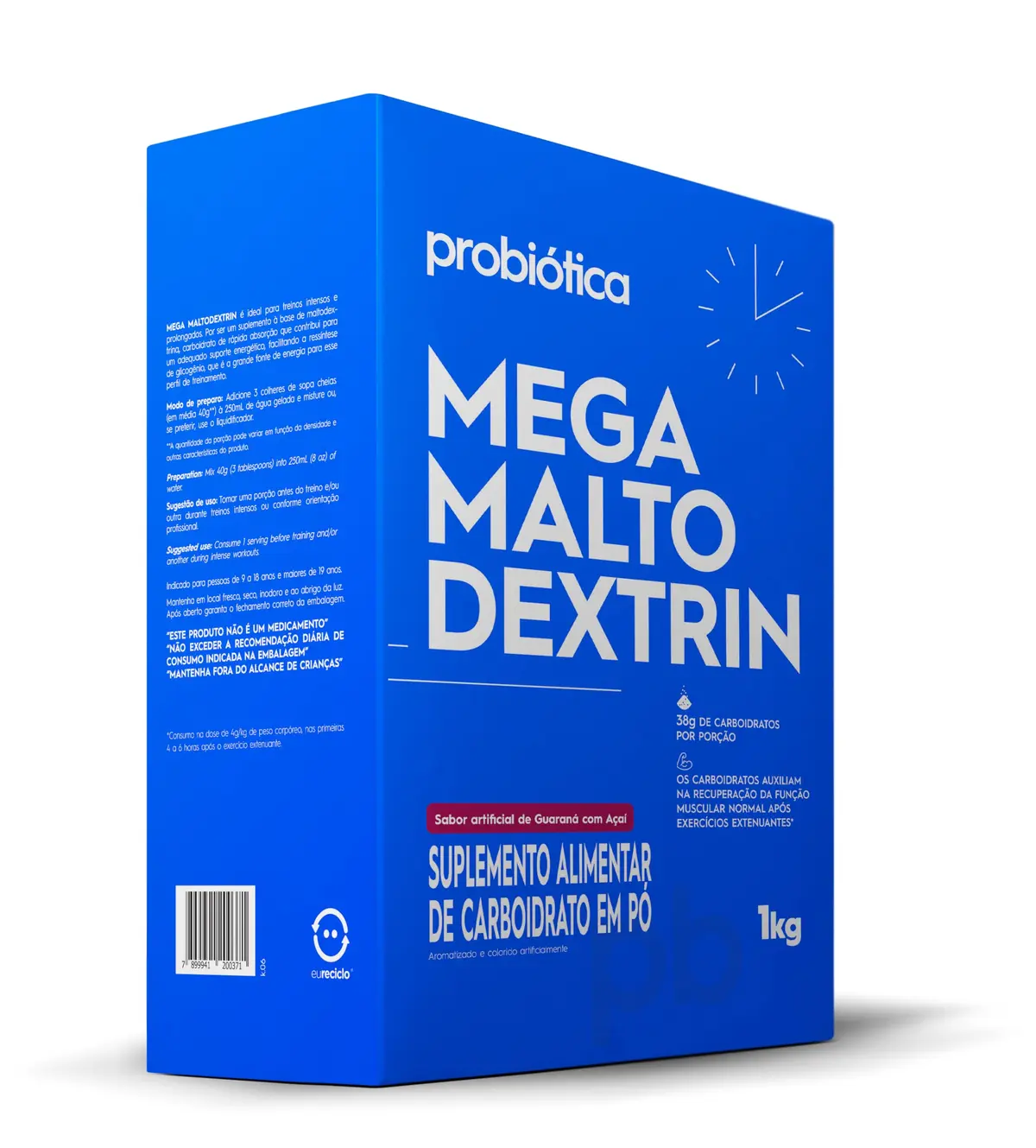 Mega Malto Dextrin (1kg) - Sabor Açai com Guaraná, Probiótica