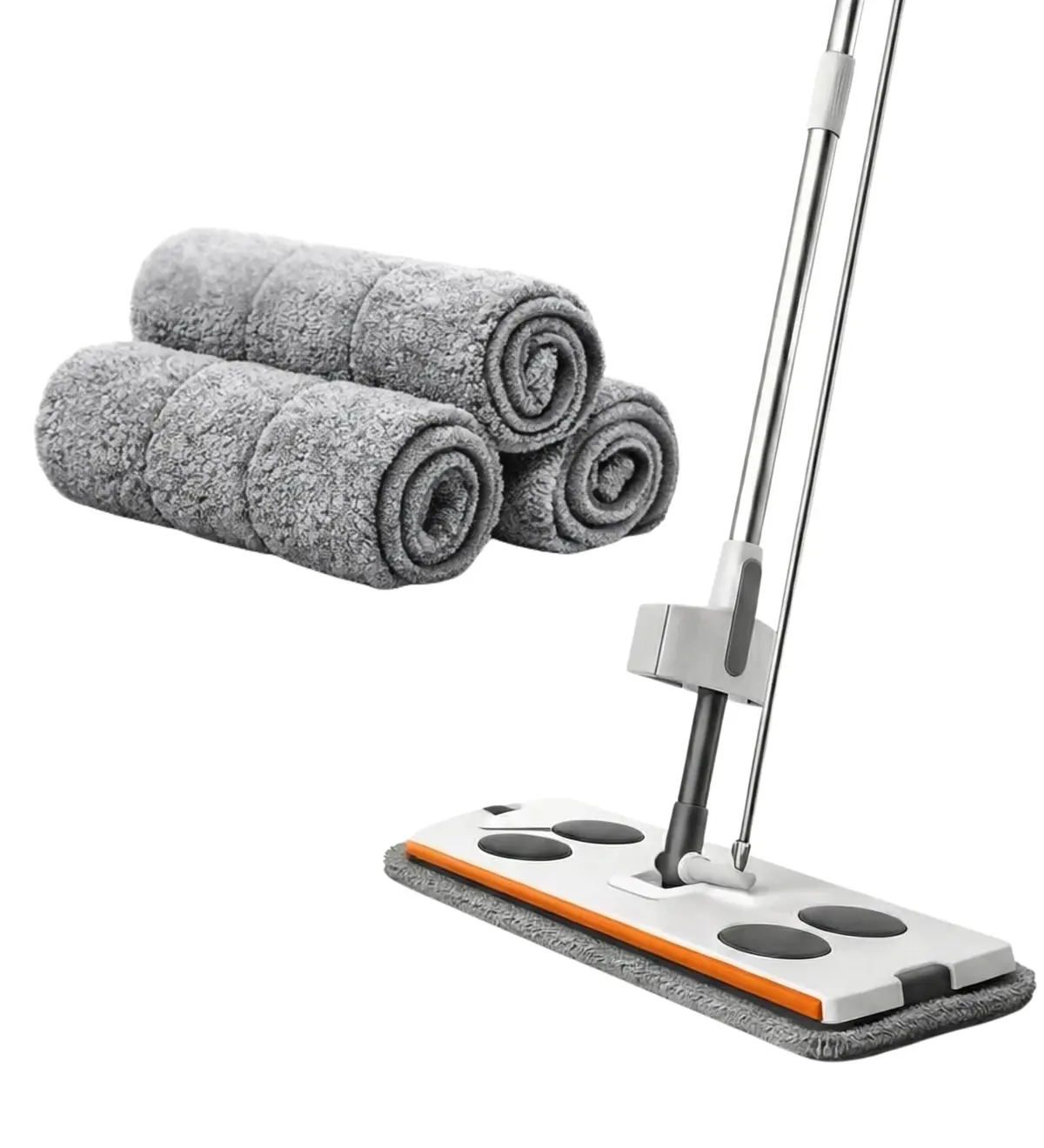 Esfregão Grande, Rodo Grande, Mop Mágico Limpeza, 360 Graus, Limpeza Fácil, 4 Panos de Microfibra