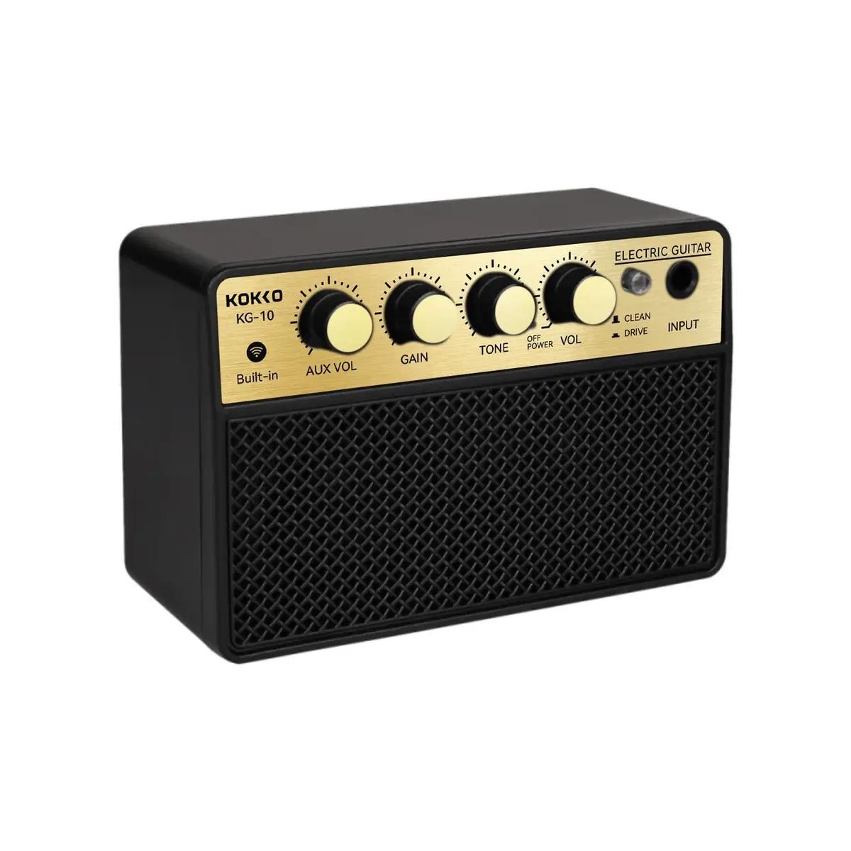 KOKKO Amplificador de Guitarra Elétrica Portátil com Bateria Recarregável, Bluetooth, Entrada AUX, Saída para Fones, 10W de Potência, Design Compacto Ideal para Prática em Casa, Estúdio e Viagens