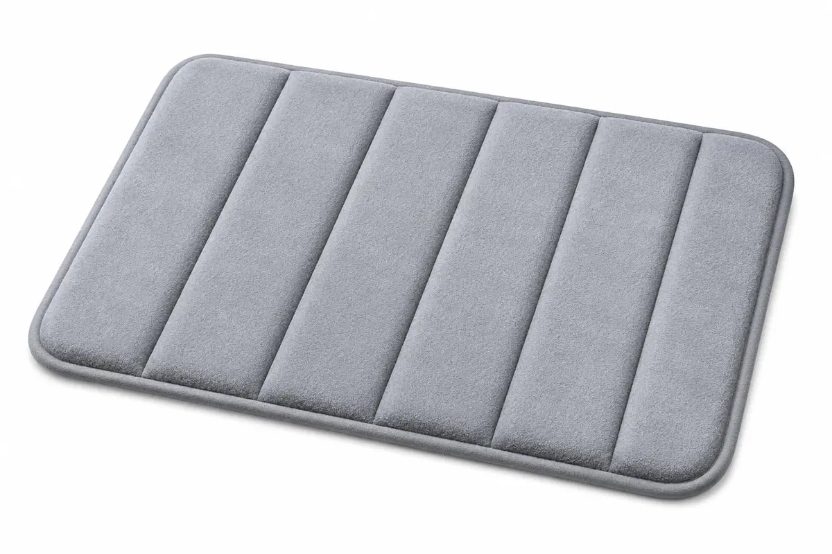 Tapete de Banheiro Memory Foam Antiderrapante 60x40cm Cinza Macio | Espuma viscoelástica que se adapta aos pés para sensação agradável ao sair do banho