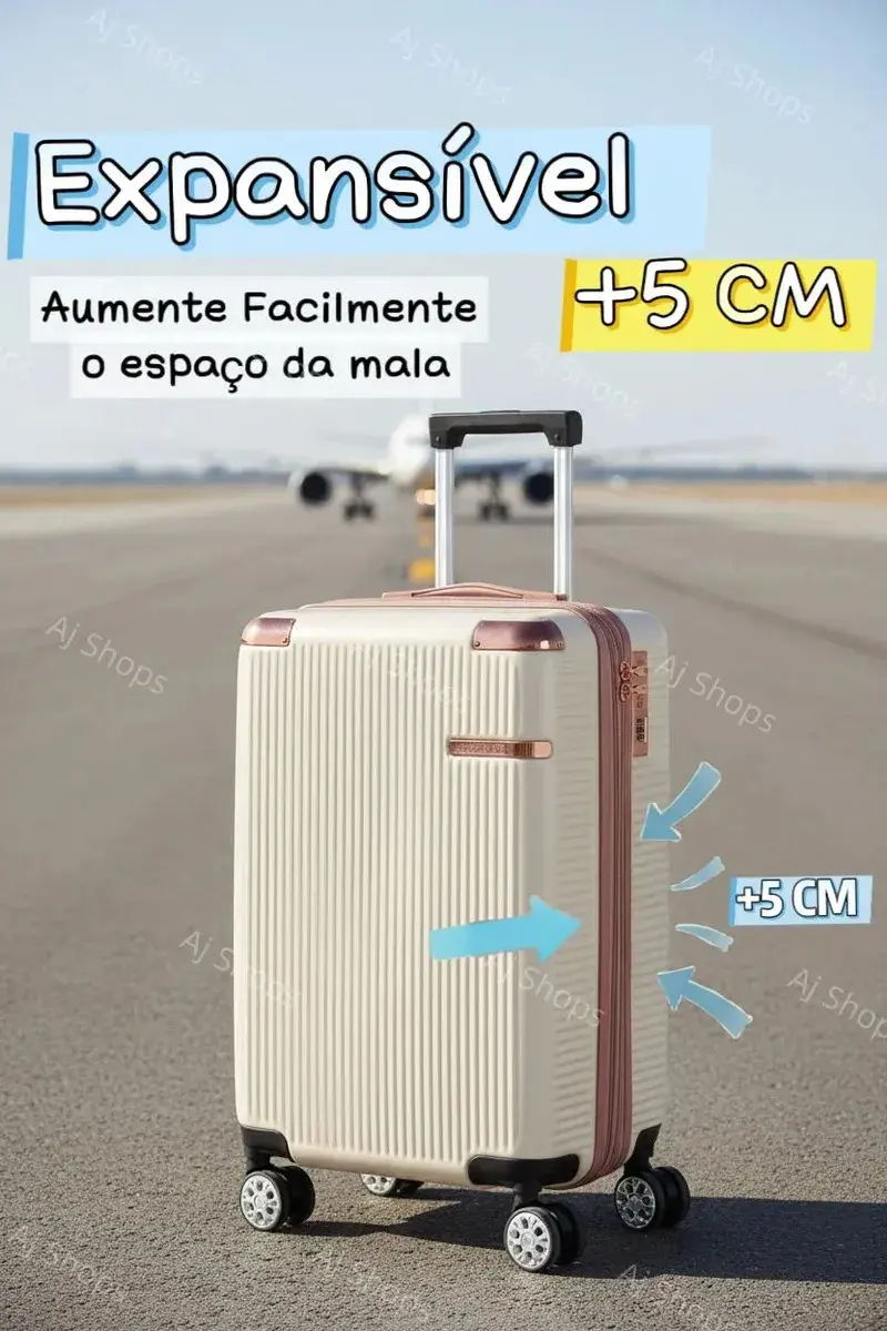 Mala de Bordo Rígida Sweet Studio Bege para Viagem, 55 cm, com Rodas Duplas e Cadeado thumbnail 5