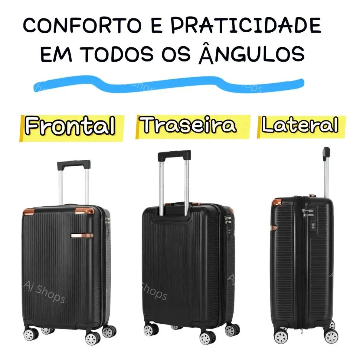 Mala de Bordo Rígida Sweet Studio Bege para Viagem, 55 cm, com Rodas Duplas e Cadeado thumbnail 8
