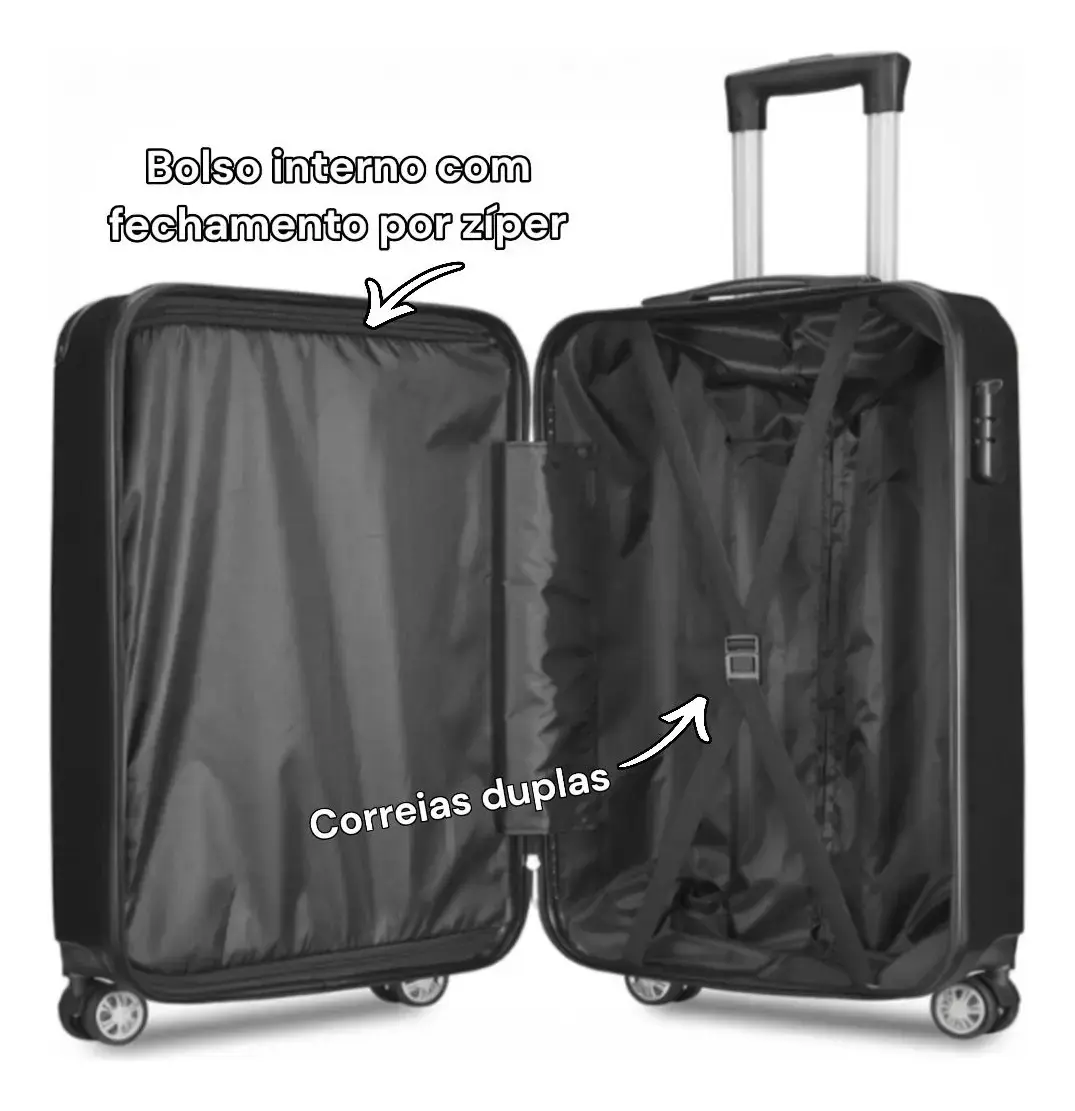Mala de Bordo Rígida Sweet Studio Bege para Viagem, 55 cm, com Rodas Duplas e Cadeado thumbnail 9