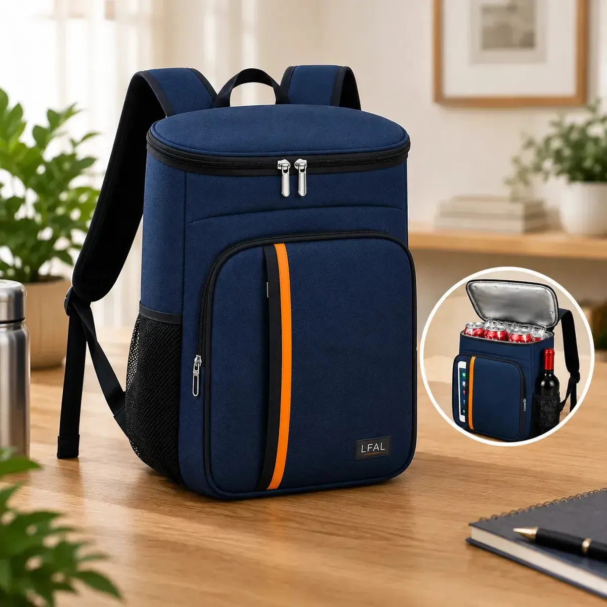 Mochila Térmica Bolsa Termica Viagem Espaçosa Bag Comida Trabalho Bebida Com Alça Cooler Praia Passeio Azul Marmita Bebidas Grande Isotérmica Lancheira Litros Impermeável Premium Lfal