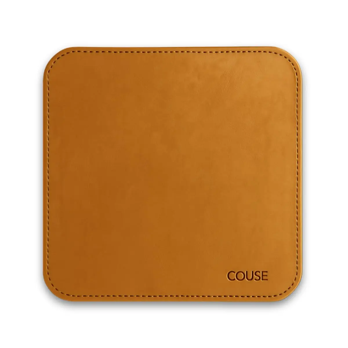 MousePad Desk Pad em Couro Ecologico Premium 20x20cm Couse (Caramelo)