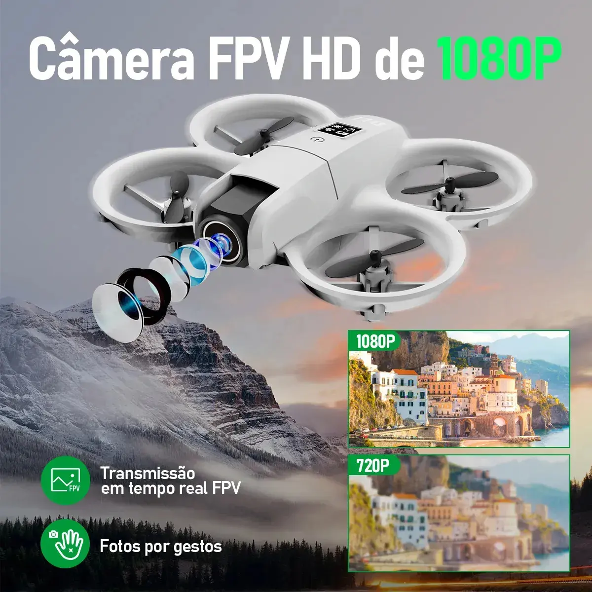 Drone Neo Com Câmera 4k Full Hd Wifi Cor Cinza 2 Baterias thumbnail 3