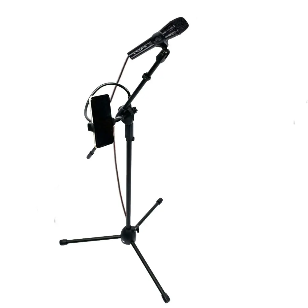 Pedestal/suporte/Tripé Universal para Microfone com Suporte para Celular