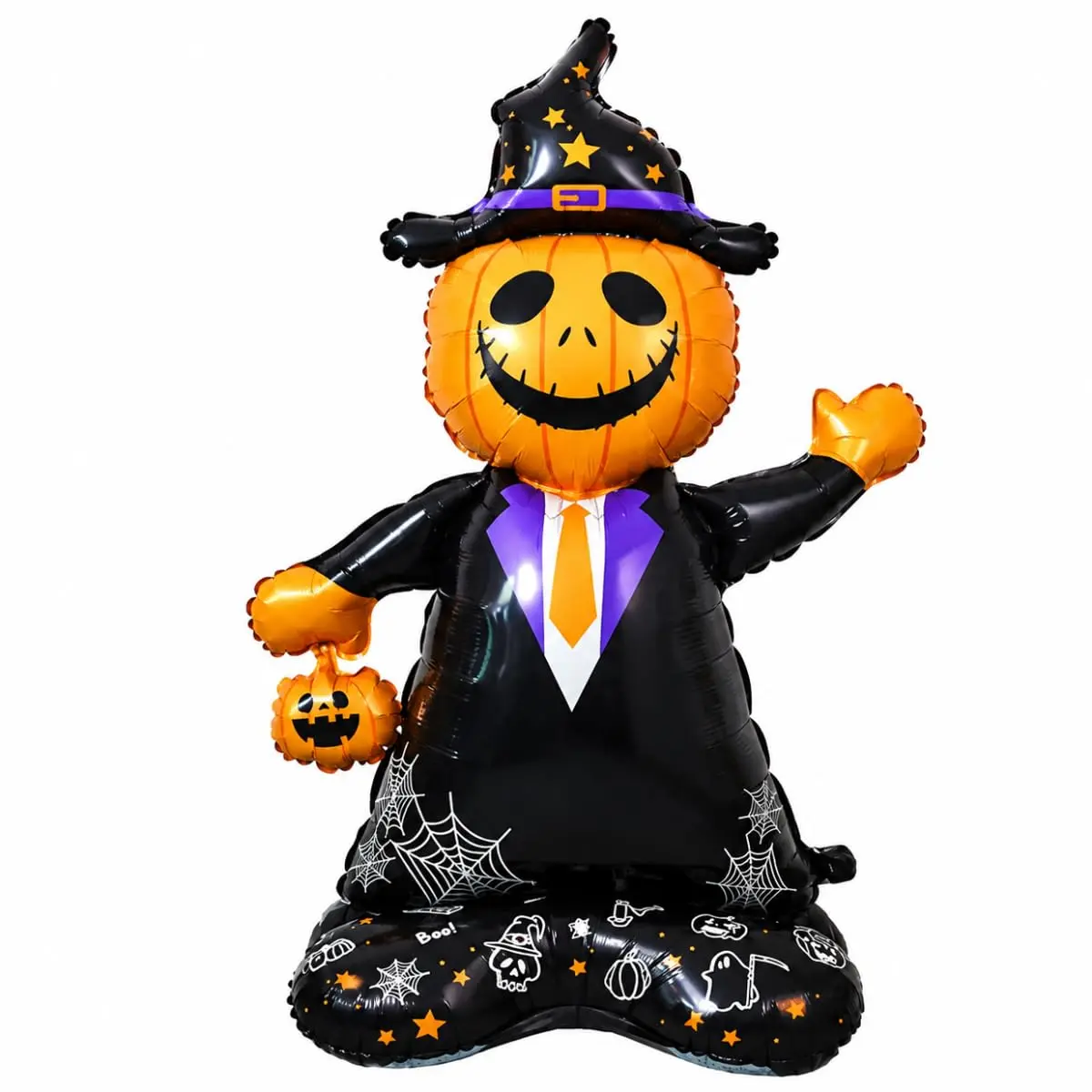 Balão Metalizado Halloween 3D Boneco Abóbora 38 Pol para Decoração de Festa | Fácil de inflar; acabamento brilhante; destaque visual em festas temáticas