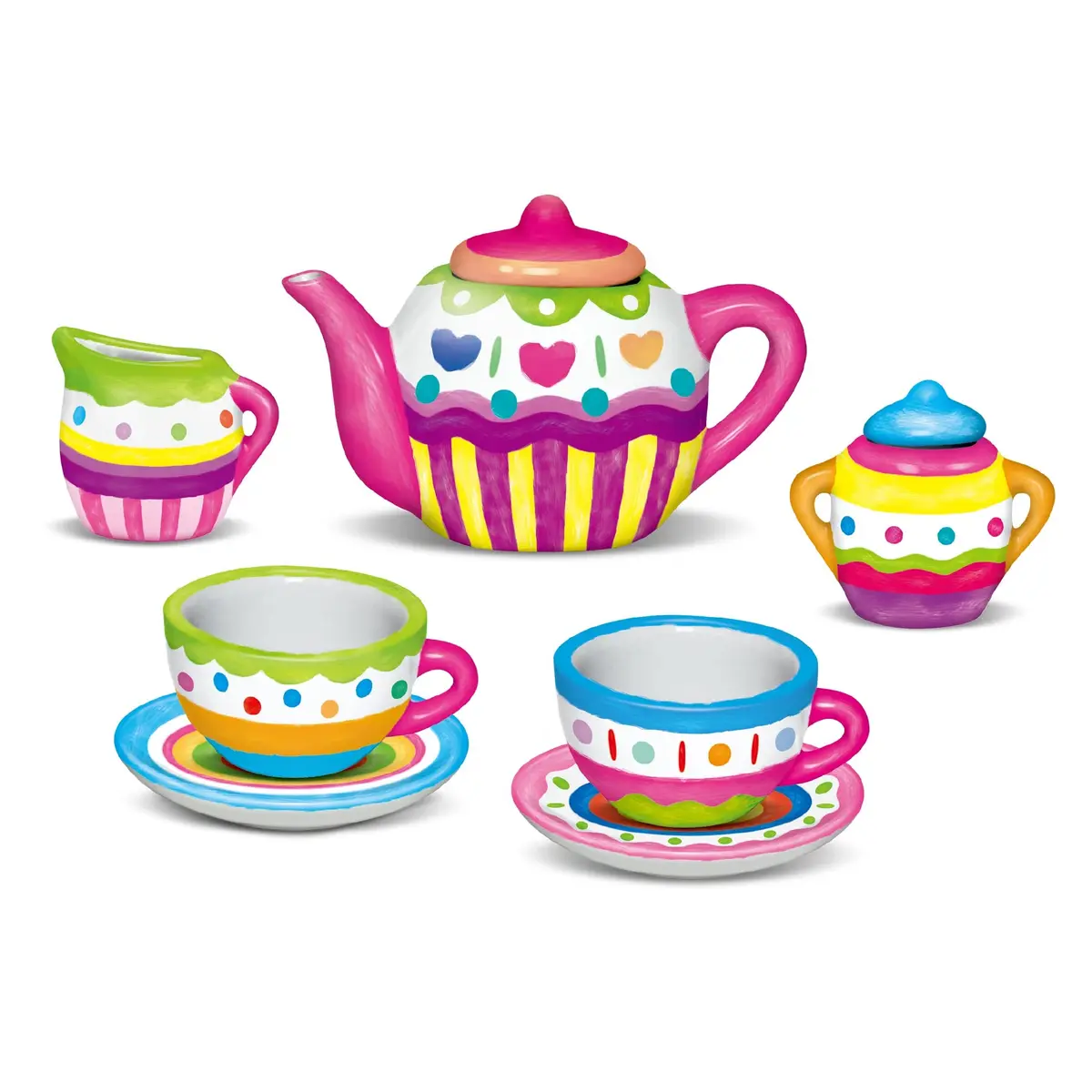 Zoop Toys Brinquedo Kit de Chá Cerâmica Art e Craft 9 Peças 6 Cores de Tintas