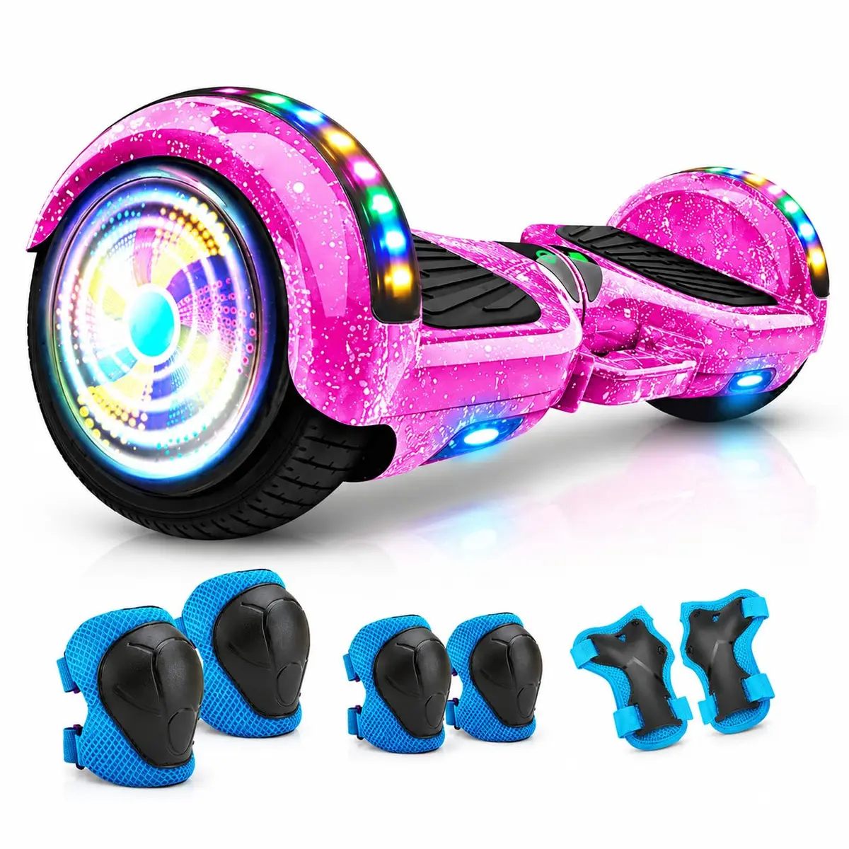 FINYQBET Hoverboard Elétrico - 4400 mAh Skate Elétrico, 6.5 " Roda , Autobalanceamento Inteligente, Bluetooth, LED, 15km/h, 120kg Carga Máxima - (Roxo Estelar)