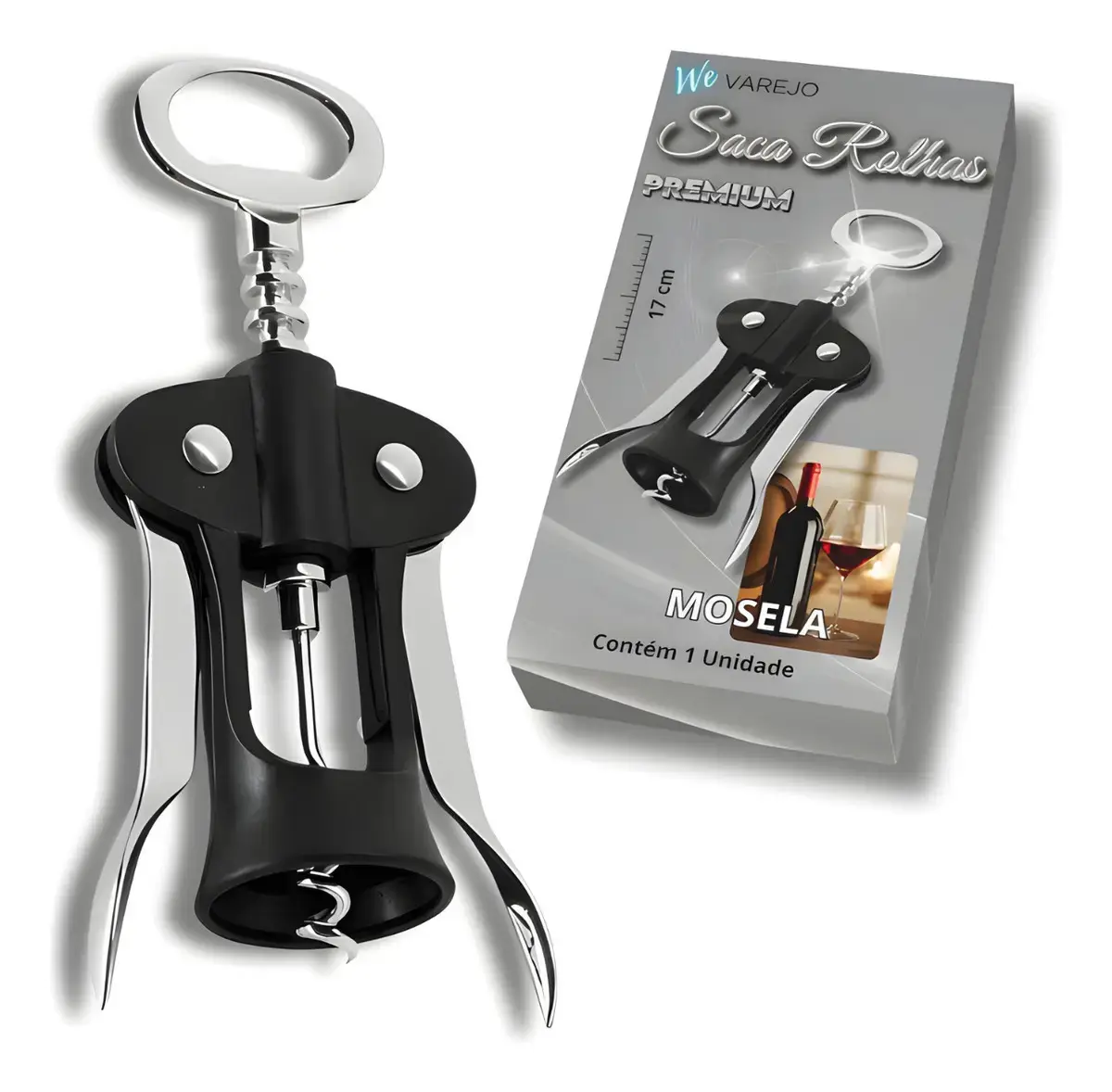 We Varejo - Saca Rolha Vinho Premium Abridor De Garrafa Manual Aço Robusto Tira Rolhas - 1