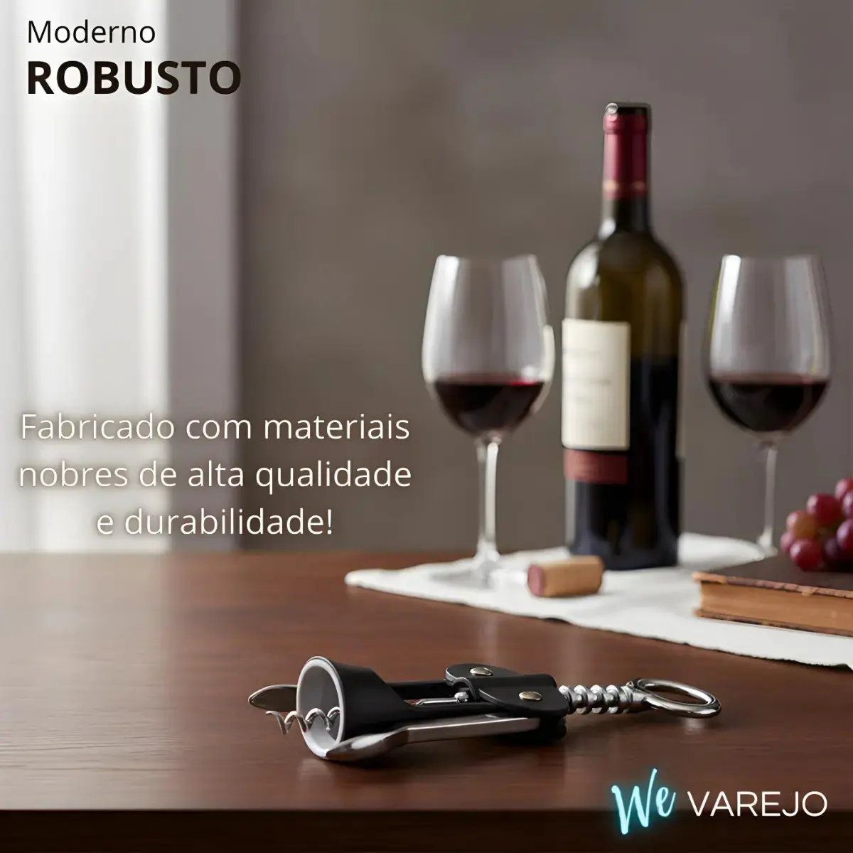 We Varejo - Saca Rolha Vinho Premium Abridor De Garrafa Manual Aço Robusto Tira Rolhas thumbnail 4