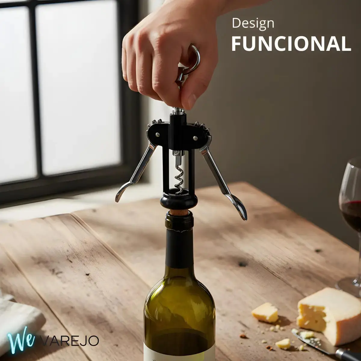 We Varejo - Saca Rolha Vinho Premium Abridor De Garrafa Manual Aço Robusto Tira Rolhas thumbnail 5