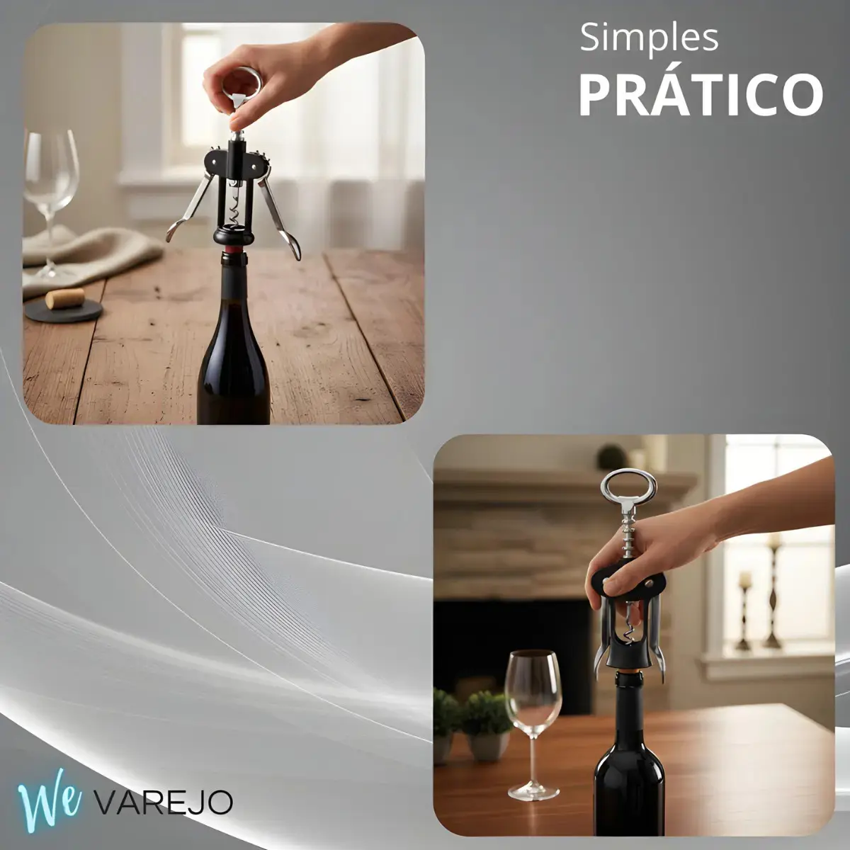 We Varejo - Saca Rolha Vinho Premium Abridor De Garrafa Manual Aço Robusto Tira Rolhas thumbnail 6