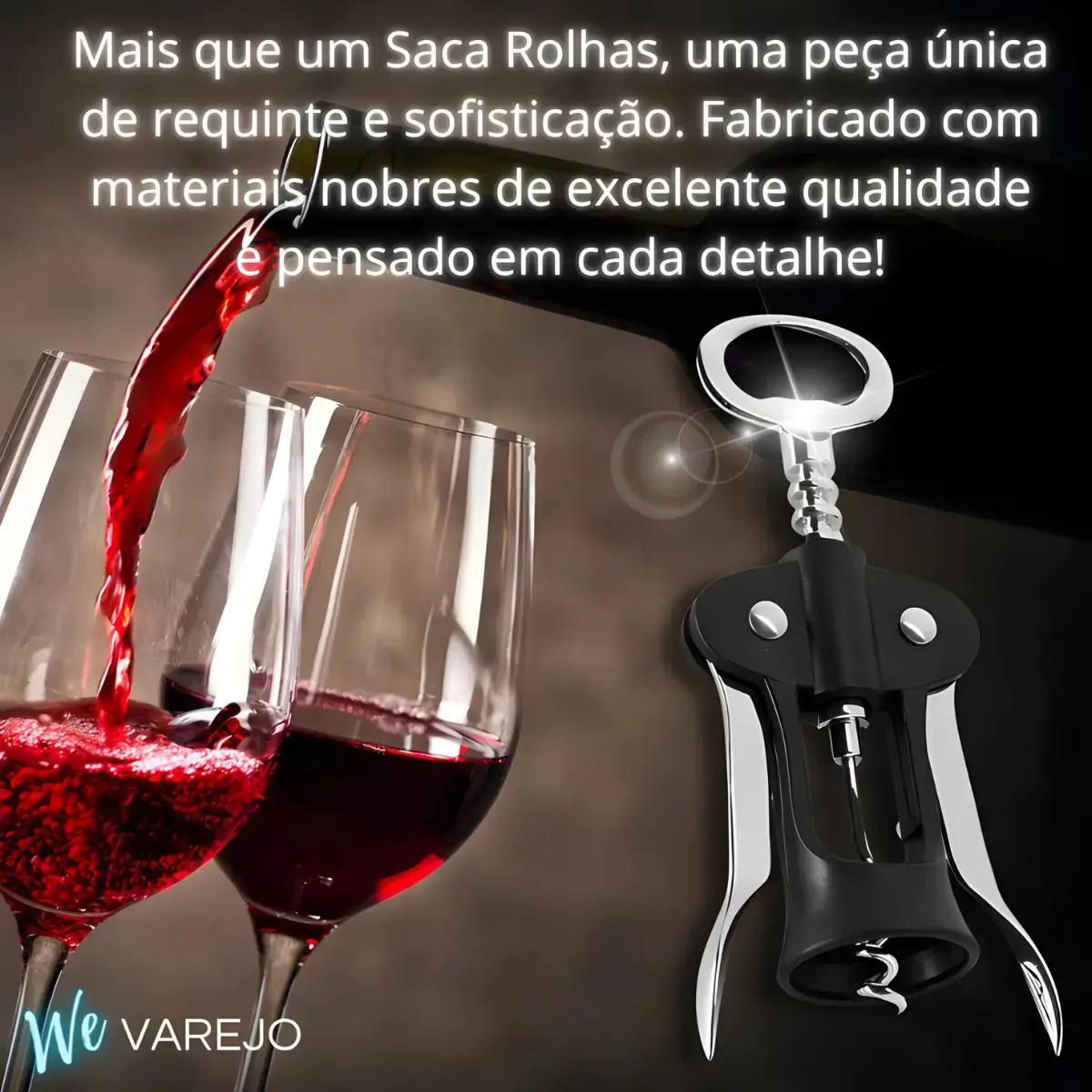 We Varejo - Saca Rolha Vinho Premium Abridor De Garrafa Manual Aço Robusto Tira Rolhas thumbnail 8