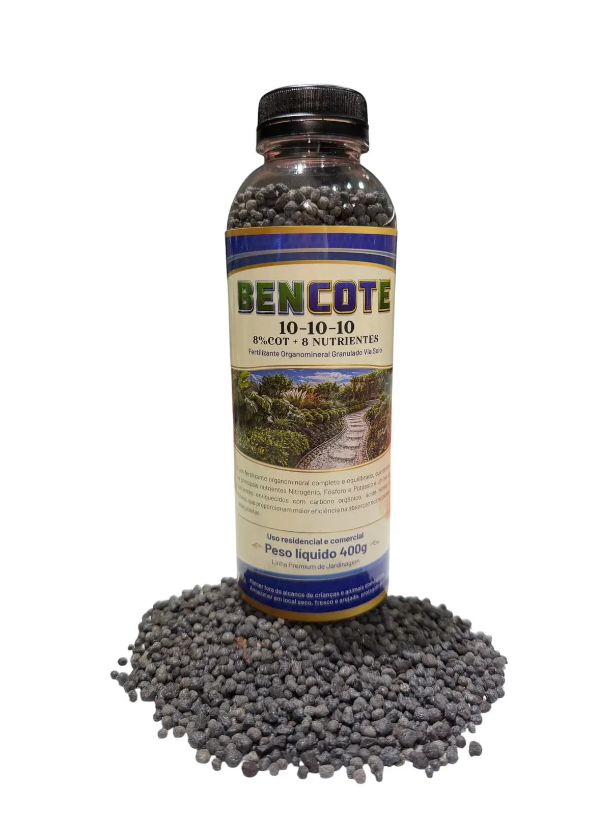 BENCOTE 10-10-10 +8% COT + 8 NUTRIENTES 400 G FERTILIZANTE PARA ORQUIDEAS JARDINS HORTALICAS JABUTICABA ROSA DO DESERTO ORNAMENTAIS VASOS FLORES