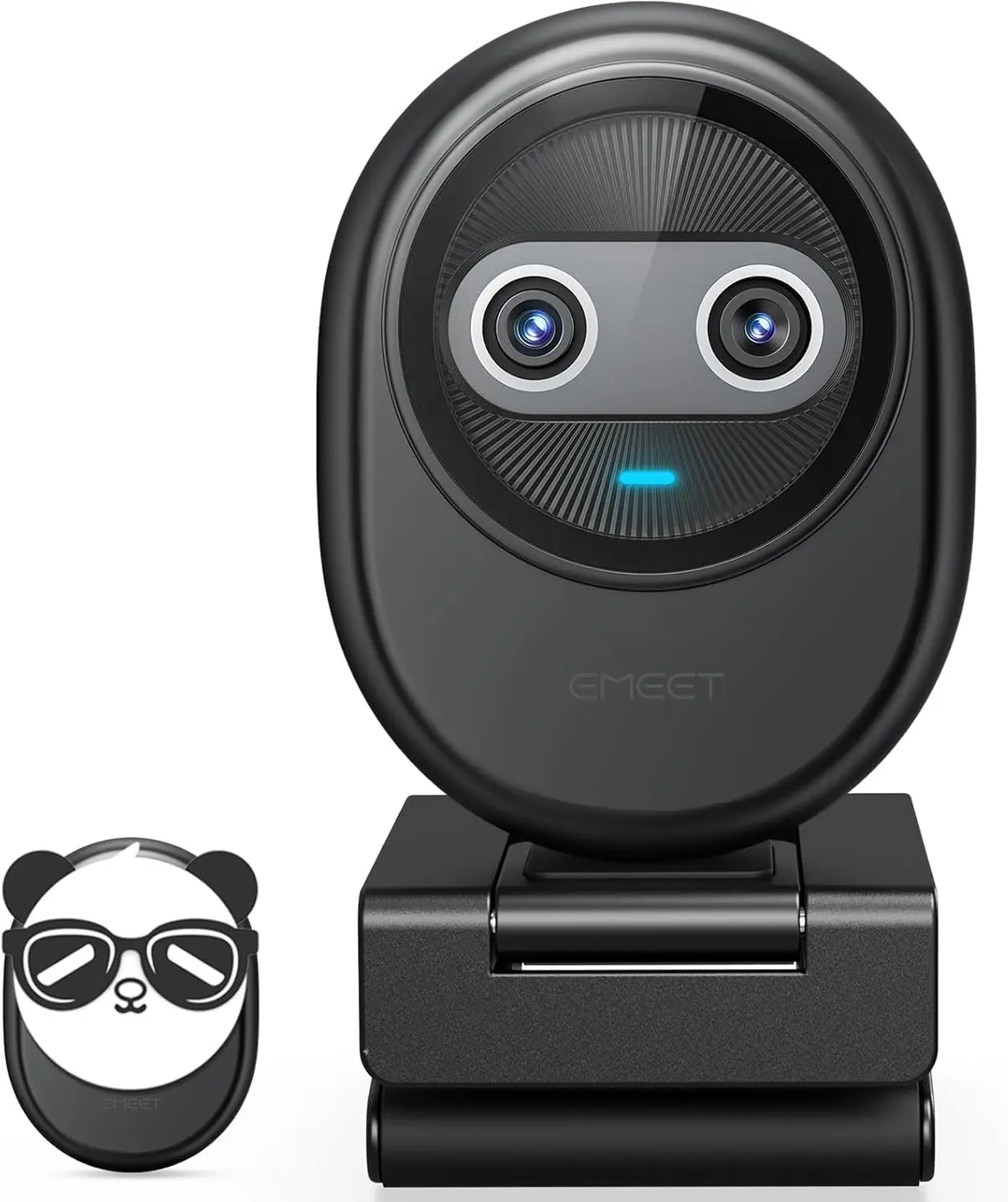 EMEET Piko 4K Webcam para streaming, foco automático AI, 3 microfones e 3 modos de som, capa de privacidade magnética Panda, excelente para streaming, configuração de mesa e presentes criativos