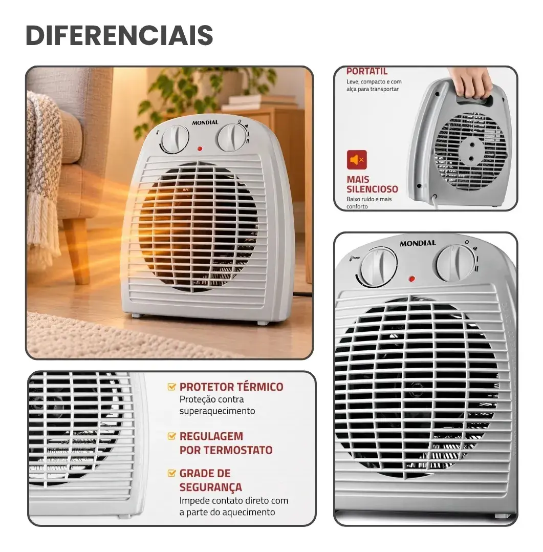 Aquecedor A Ar, Mondial 1500W A-08 thumbnail 6