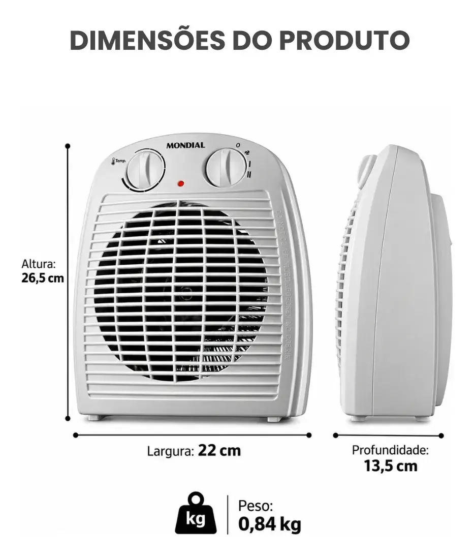 Aquecedor A Ar, Mondial 1500W A-08 thumbnail 8