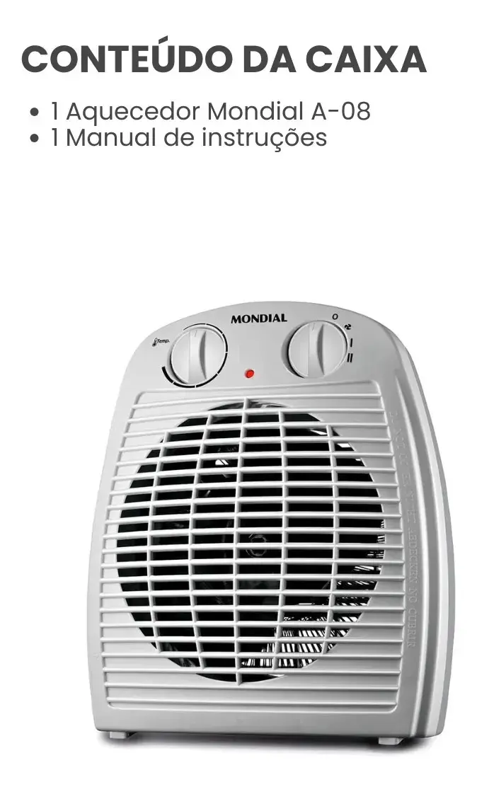 Aquecedor A Ar, Mondial 1500W A-08 thumbnail 9