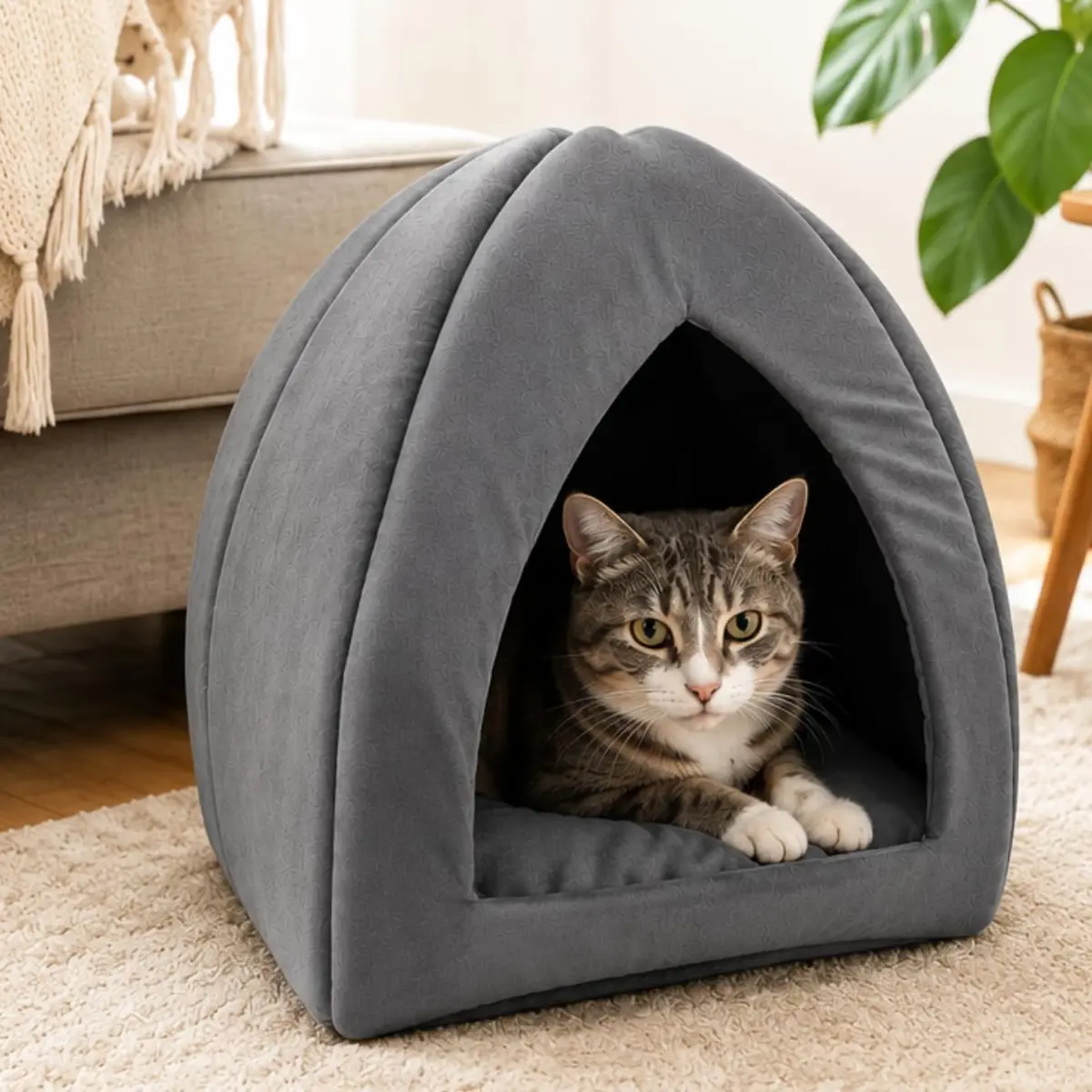 Toca Oca Iglu Pet Sued Espuma Almofada Cama 50x40 cm Tam Único | Gatos e Cachorros, Pequenos Animais, Almofada Inclusa, Material Sued, Espuma Confortável - 1