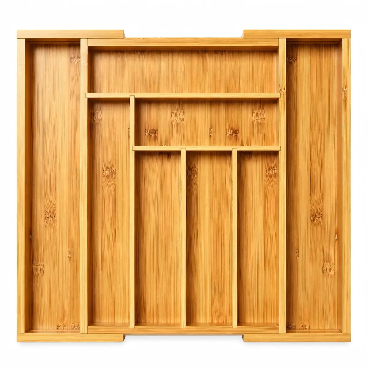 BEMMY Organizador Gavetas Porta Talheres Bambu 8 Grande Divisória para Cozinha Ideal Talher Utensílios Facas Suporte Separador 44 * 50 * 5CM - 1