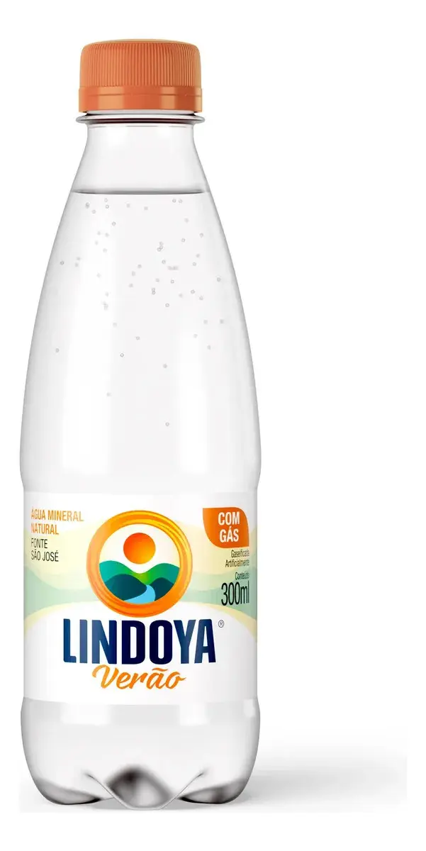 Água Mineral Lindoya Verão Tradicional 300ml C/Gás Kit Com 12 Unidades