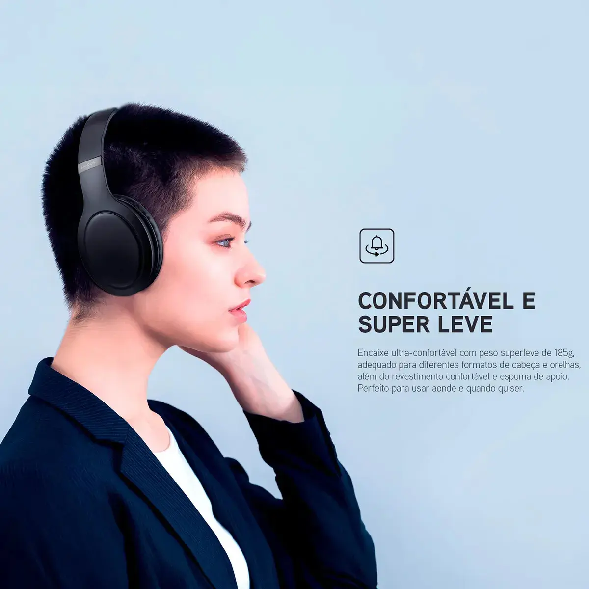 Fone De Ouvido Headphone Dapon H02D Bluetooth 5.1 Over-ear 22h Preto thumbnail 5