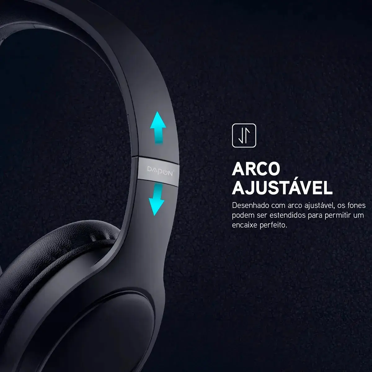 Fone De Ouvido Headphone Dapon H02D Bluetooth 5.1 Over-ear 22h Preto thumbnail 6