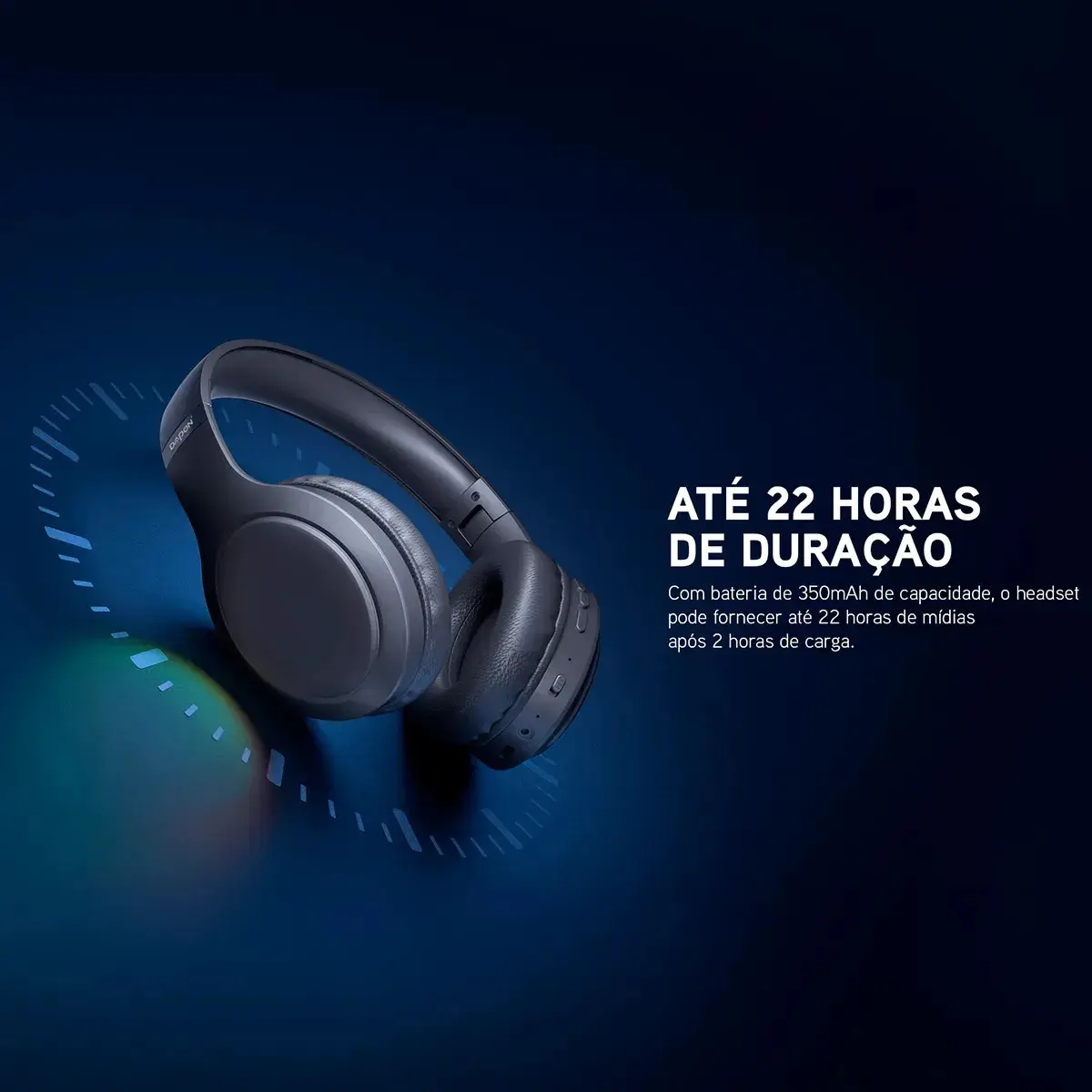 Fone De Ouvido Headphone Dapon H02D Bluetooth 5.1 Over-ear 22h Preto thumbnail 7