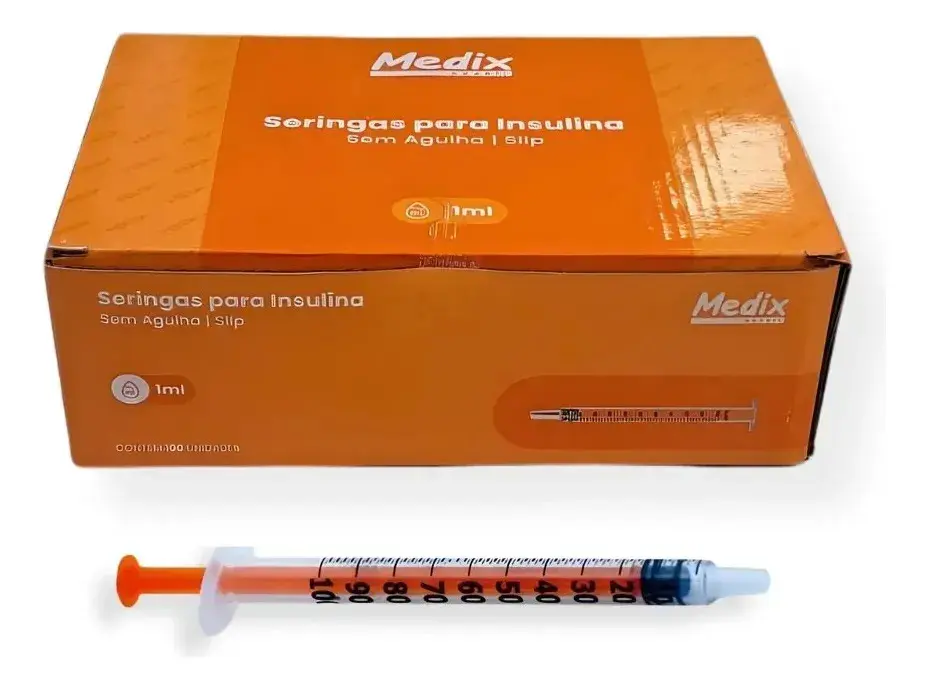 100 SERINGAS PRA INSULINA ESTÉRIL SLIP MEDIX (1ML/SEM-AG) - 1