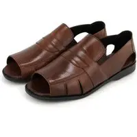 Sandalia de Couro Masculina Comfort Conhaque
