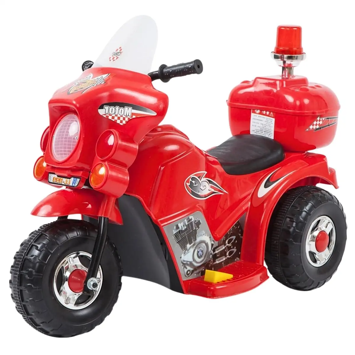 Mini Moto Elétrica 6v Polícia Menina Com Luz Som E Baú (Vermelho) - 1