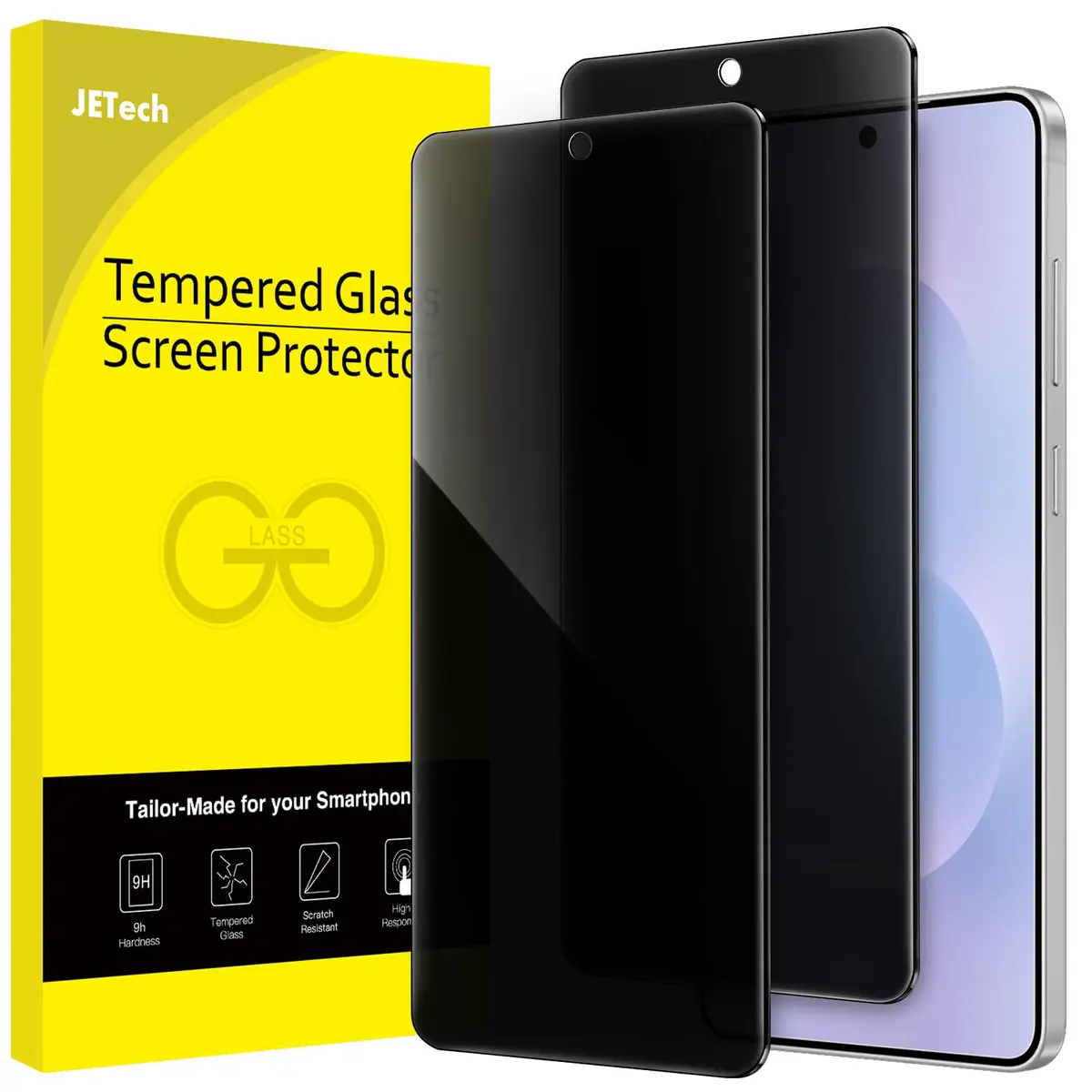 JETech Protetor de Tela Anti-Espião para Galaxy S25 Edge, 2 Unidades | Película de Vidro Temperado, Compatível com ID por Impressão Digital - 1