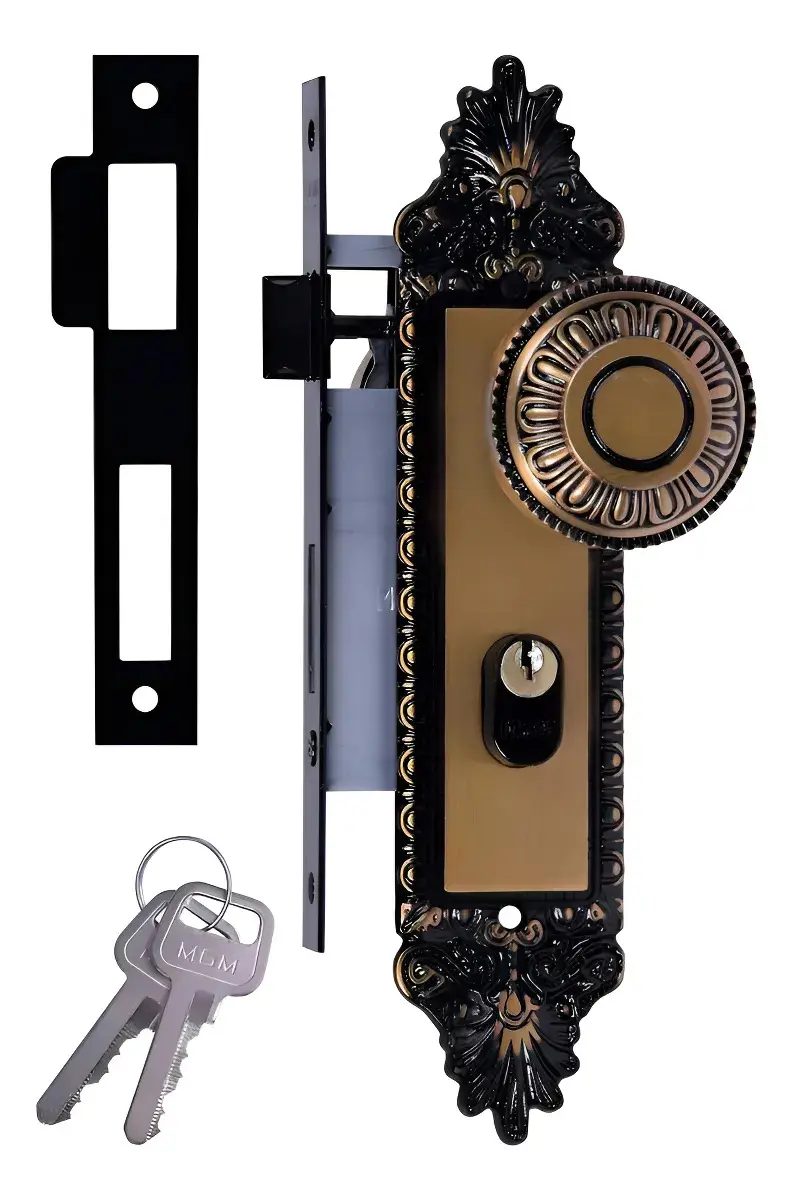 Fechadura Externa de Embutir MGM Colonial, Bronze Latonado para Porta
