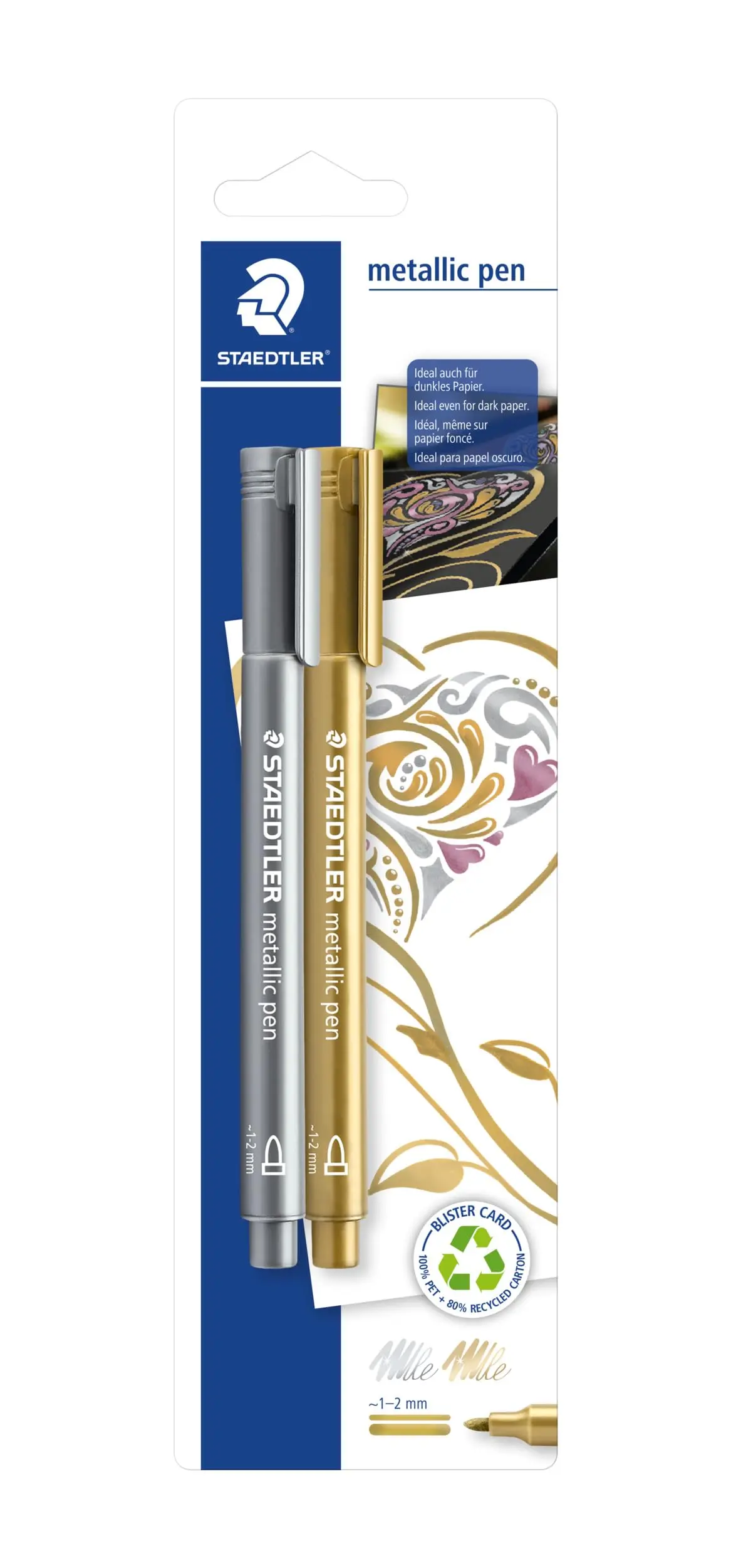 STAEDTLER Marcador, Metálico, 2 Unidades Blister, 8323-S BK202, Multicolorido