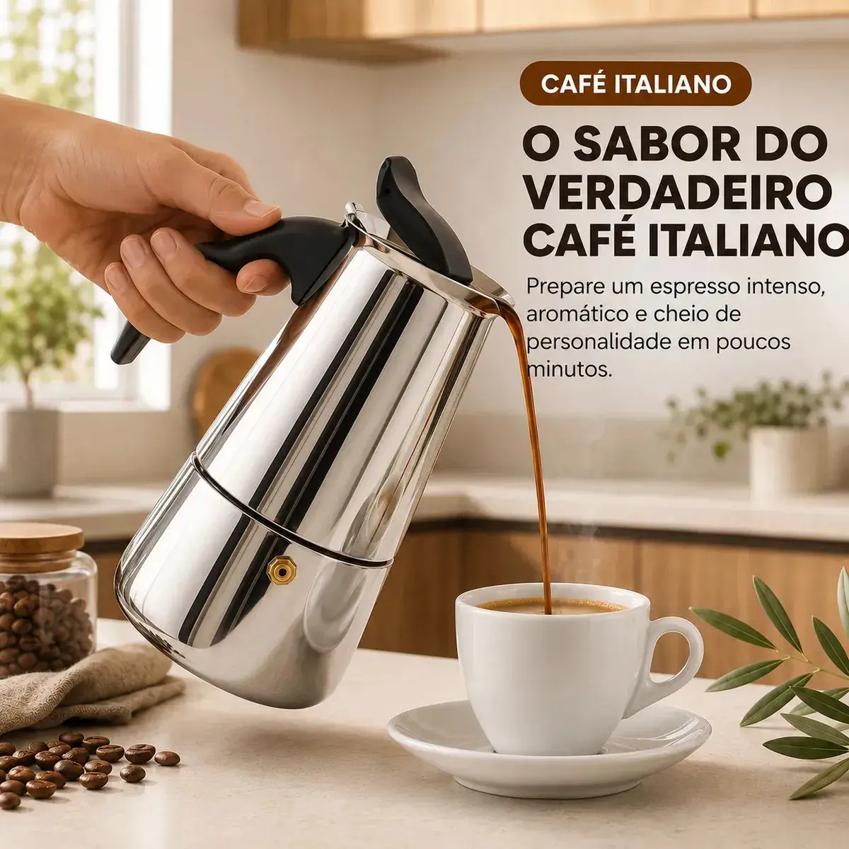 Cafeteira Italiana Moka inox 6 Xícaras Café Expresso Espresso Para Fogão Manual Tradicional Resistente 300 Ml Casa Premium Sólar thumbnail 2