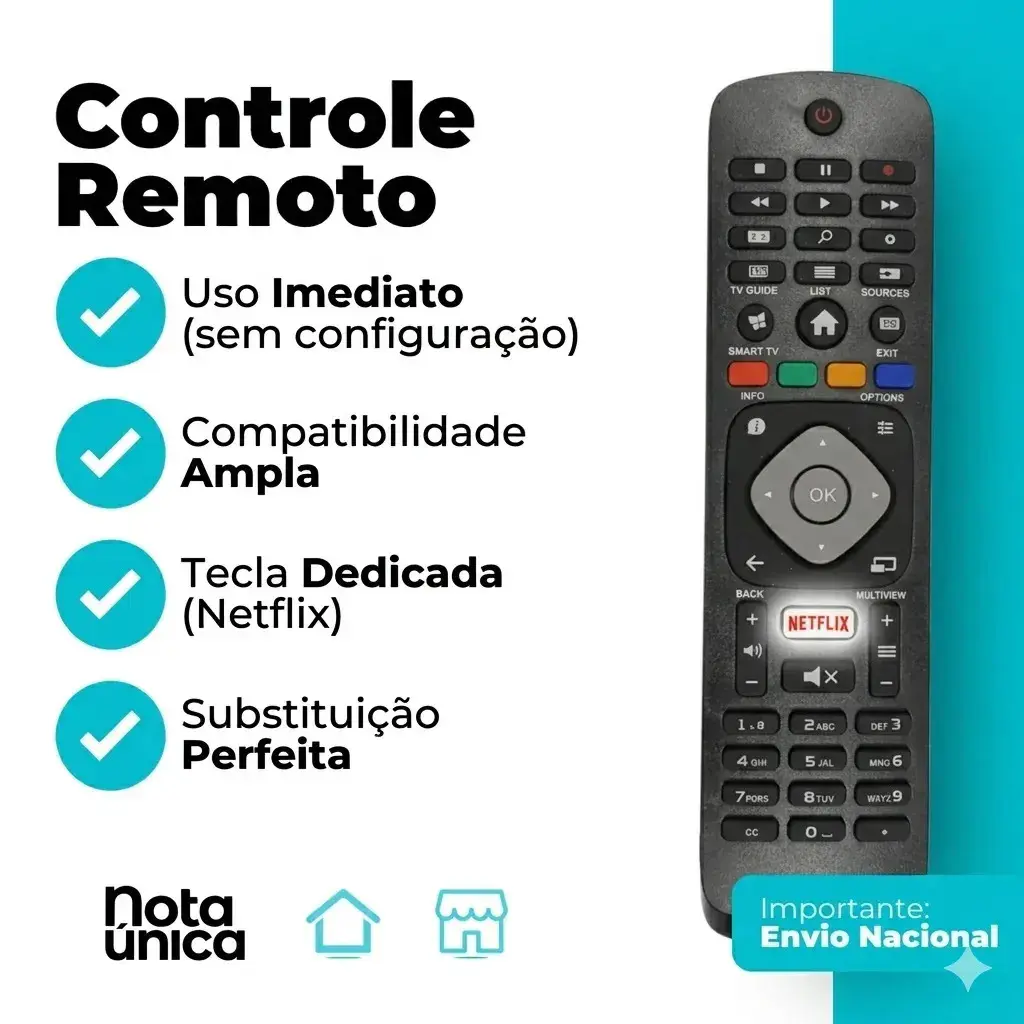 Controle Remotos Para Tv Philips Smart Lcd E Led Com Tecla Netflix E Pilhas thumbnail 3