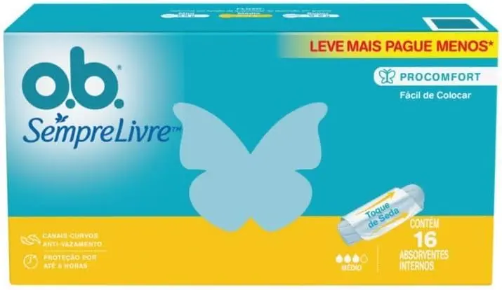 Absorvente Interno O.B. Sempre Livre, Fluxo Médio, 16 Unidades - 1
