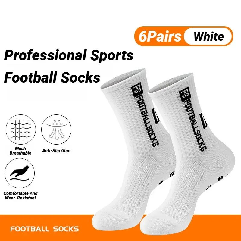 6 pares de meias antiderrapantes para homens e mulheres, futebol, basquete, beisebol, rugby, ciclismo, corrida, caminhada, tênis, skate