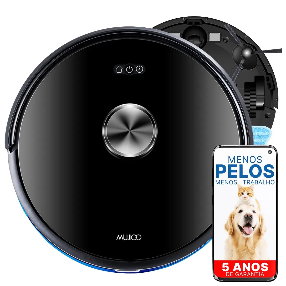 Robô Aspirador e Passa Pano MUJIOO X6max, Navegação a Laser LIDAR, Sucção de 6500Pa, Limpeza Automática de Tapetes, Controle por Aplicativo, Ideal para Pelos de Animais, Pisos Duros e Tapetes - 1