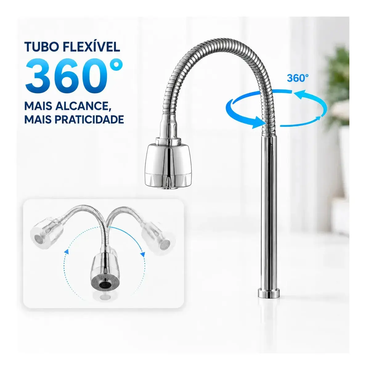 Torneira Cozinha Parede Gourmet Flexível 2 Jatos