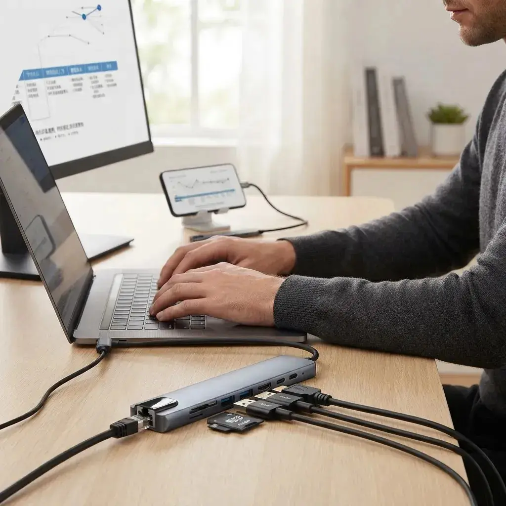 Hub Usb C 8 Em 1 Adaptador Multiportas Macbook Pc Notebook thumbnail 4