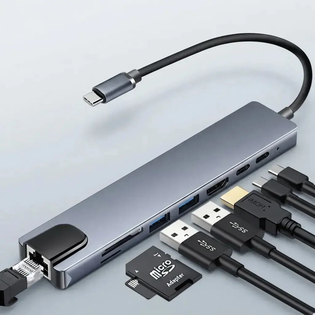 Hub Usb C 8 Em 1 Adaptador Multiportas Macbook Pc Notebook thumbnail 5