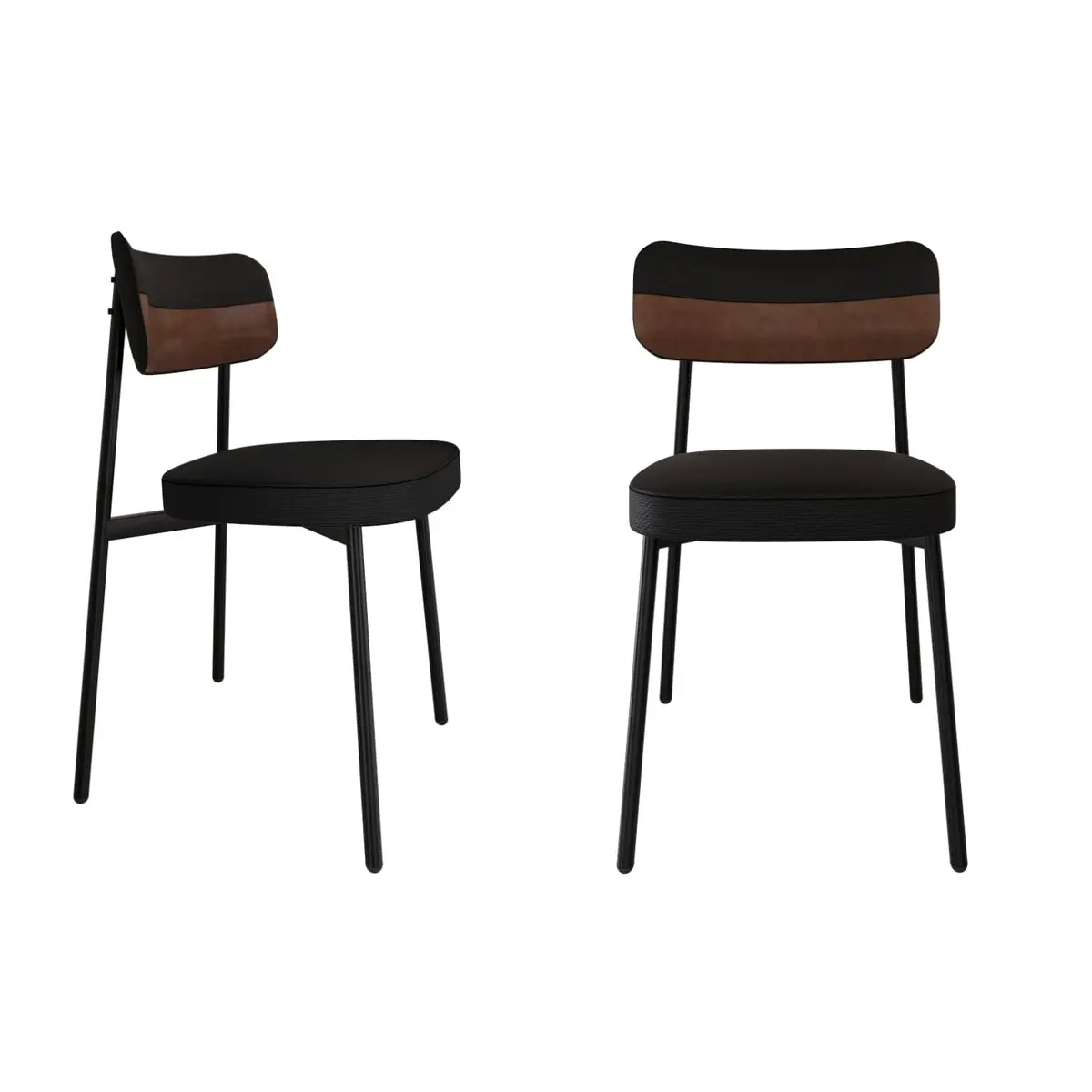 Metalig 2 Cadeiras Alloa Fixa C/4 Pés 50 X 44,7 X 83,8 cm - Contemporâneo com Toques Retrô - Aço, Tecido - Preto