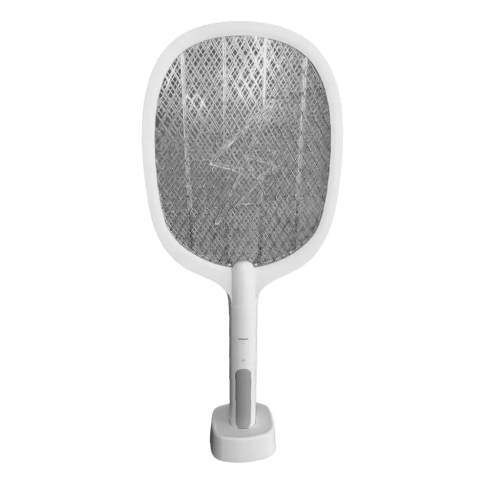 Raquete Elétrica Mata Mosquito Recarregável Com Luz UV E Base De Apoio USB